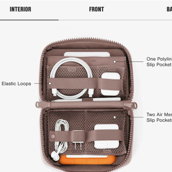 DAGNE DOVER tech organizer Arlo Neoprene Tech Organizer Large Camel Zippered - Picture 4 of 13